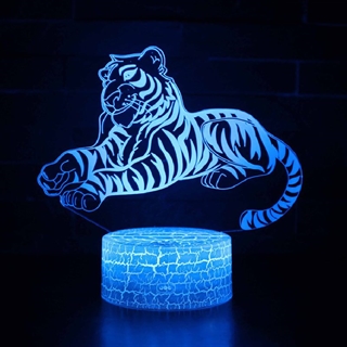 Tiger 3D lampe med 16 lysfarver - dæmpbar